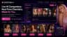 FlirtCam.ai discovery dashboard showing companion cards, search, filters, and live-chat controls