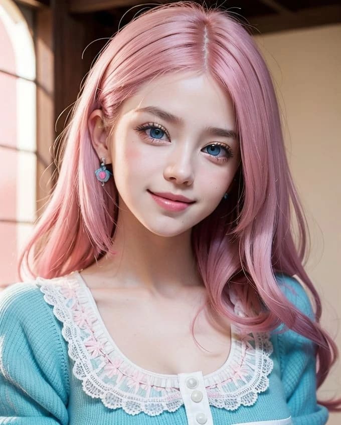 Retrato de compañera generado por Muah.AI con cabello rosa