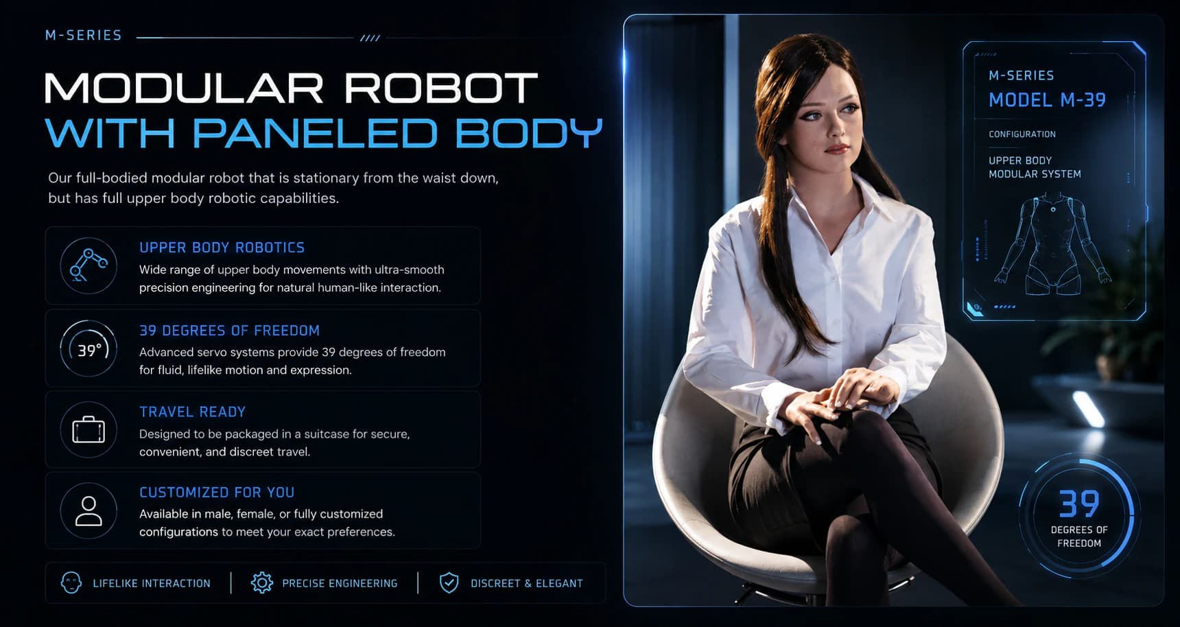 Robot humanoide modular de medio cuerpo Realbotix M-Series