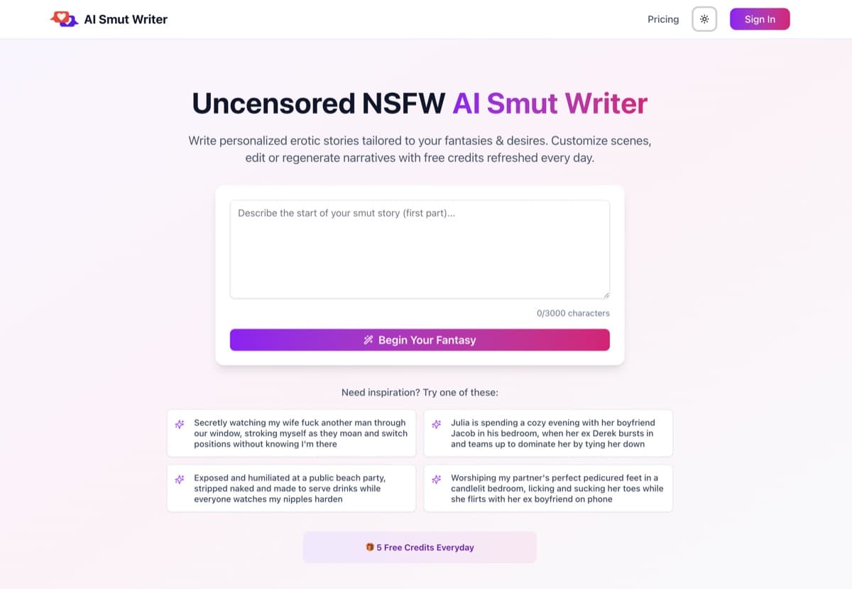 SmutWriter interactive mode, where a scene can be redirected mid-story and the passage rewritten rather than started again