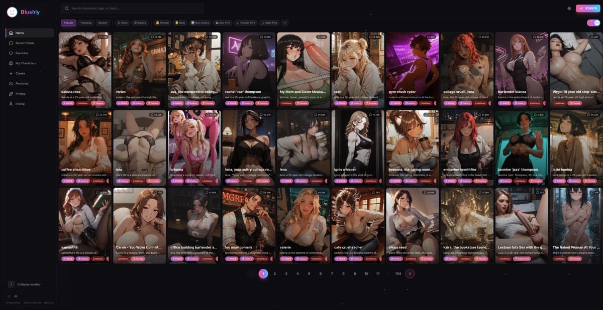 Captura de tela do Blushly Chat