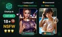 ChatUp AI logo and adult character-chat branding