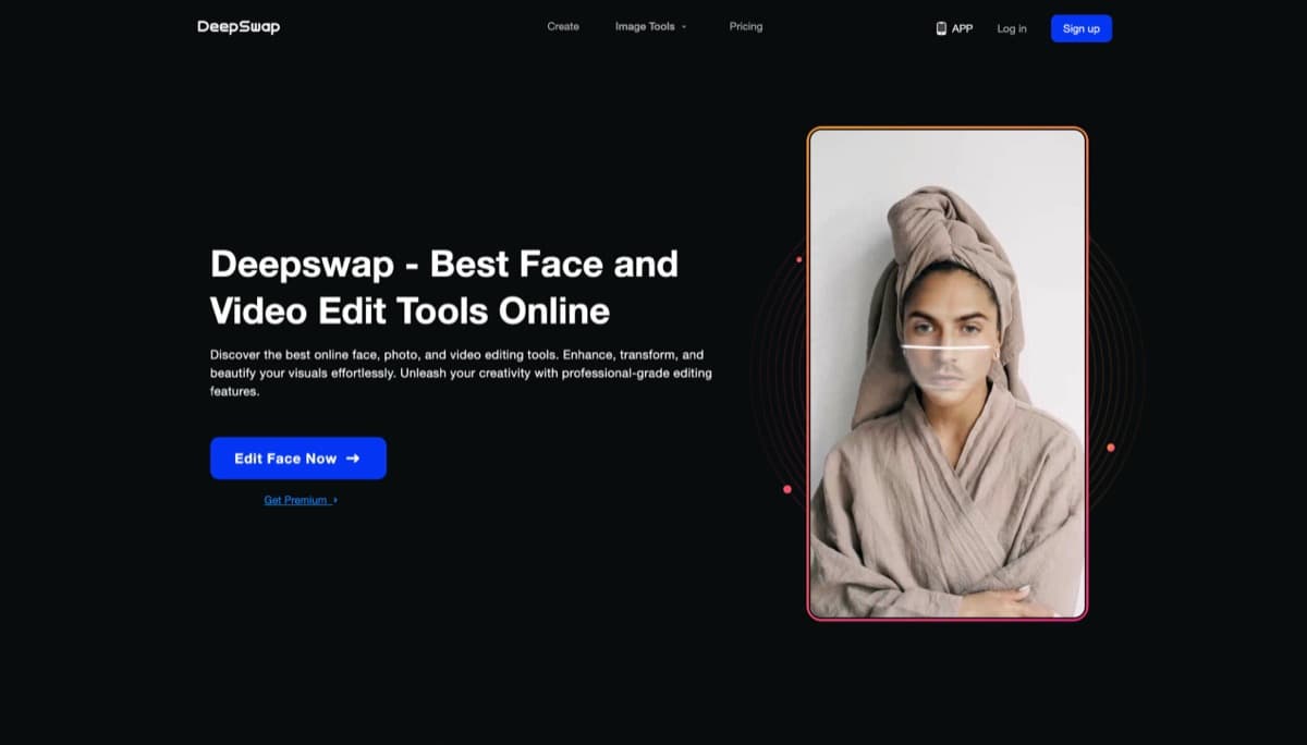 Editor de intercambio de caras de DeepSwap con el panel de la cara de origen junto a una línea de tiempo de video