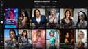 Lovescape character browser showing realistic and anime AI companion profiles