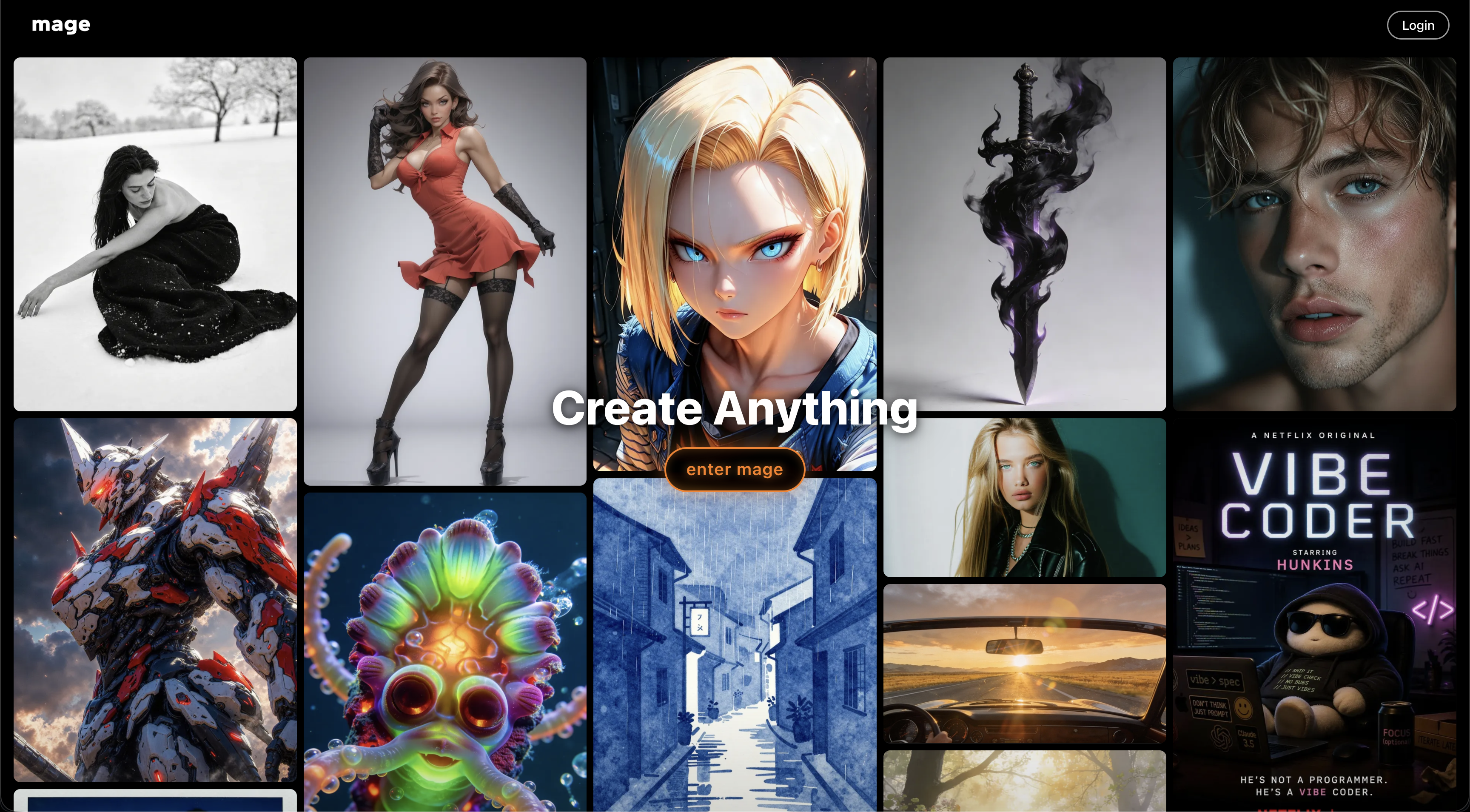 Mage hosted Stable Diffusion anime generator interface for AI hentai and anime art