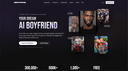 The MyDreamBoy home screen, headed the gay-first AI boyfriend platform, with chat, image and video panels