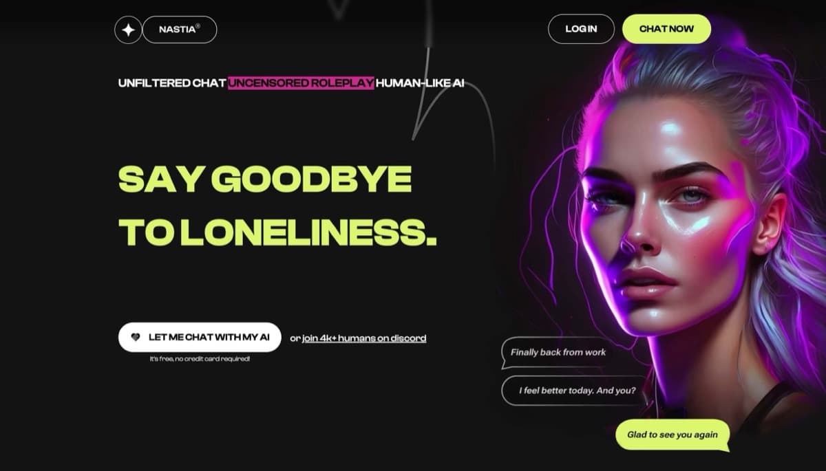 Nastia AI companion chat with group conversations, voice messages and generated images