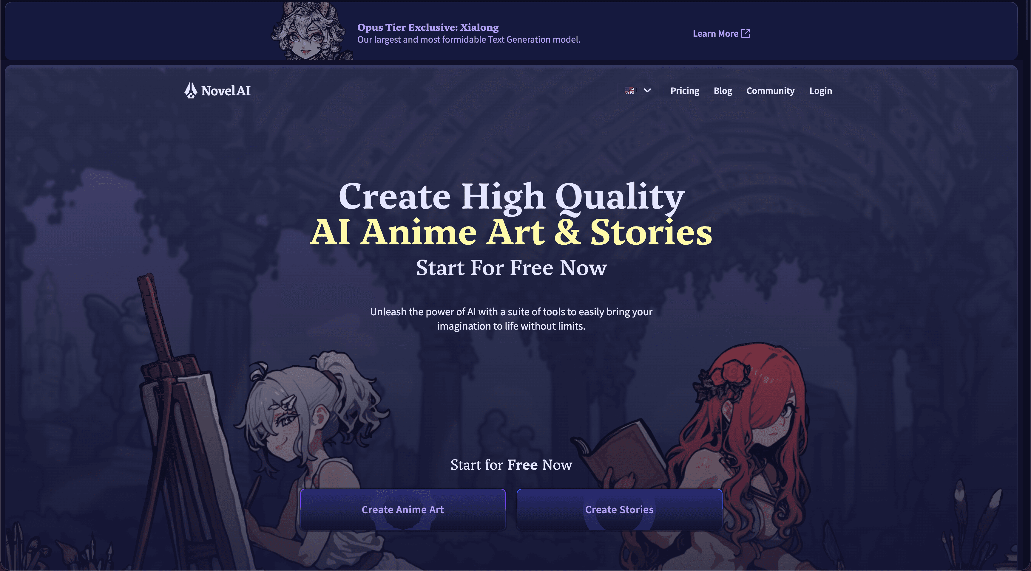 NovelAI anime image and storytelling platform for visual novel and hentai story projects