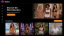 Nudiva interface mockup showing the Elite Collection and seven non-explicit adult models in a dark gallery