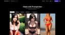 Promptchan AI community gallery showing realistic, anime, and cinematic character generations