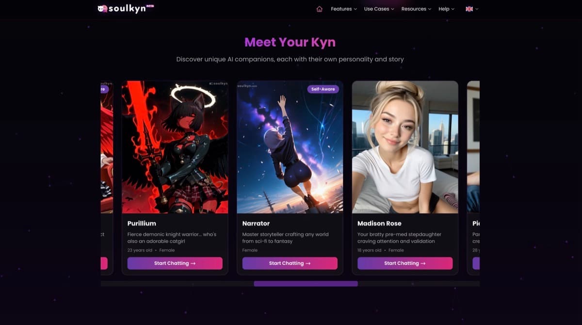 Soulkyn anime hentai y chatbot compañero peludo de IA con funciones multimedia