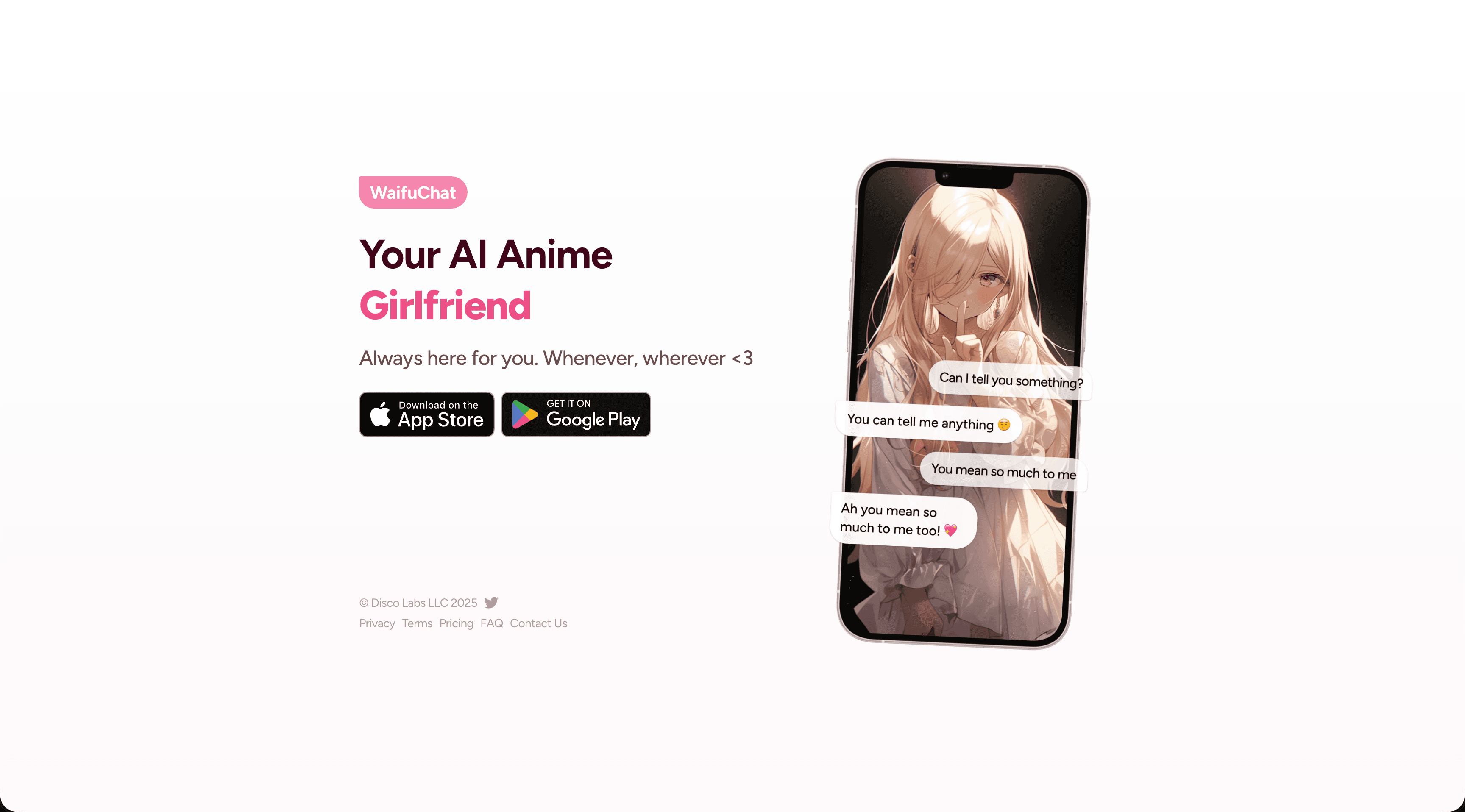 Aplicativo de namorada de anime WaifuChat AI para bate-papo waifu móvel e dramatização complementar