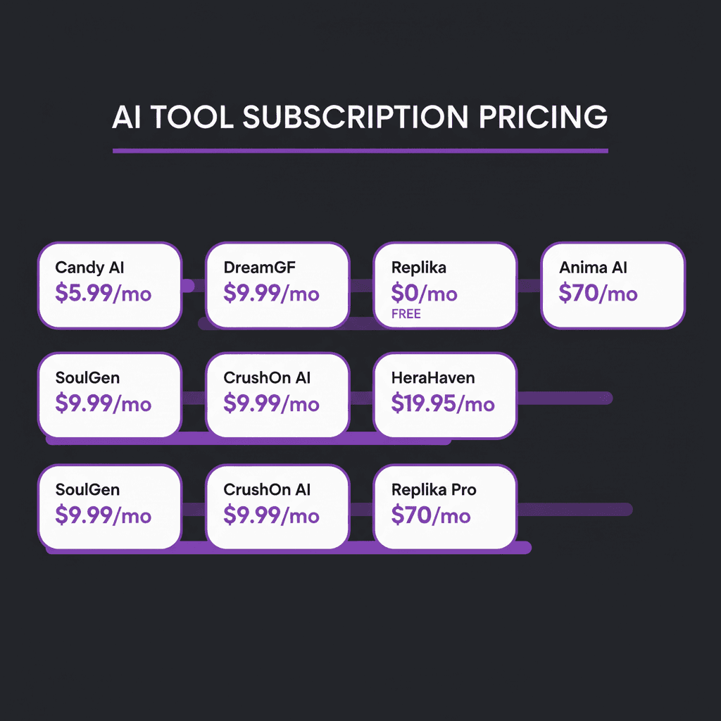 Pricing comparison infographic for Best AI Girlfriend Apps 2026: Honest Comparison & Rankings