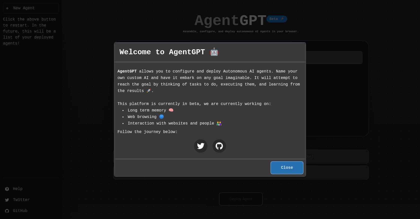 AgentGPT screenshot