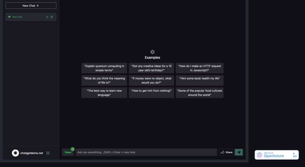 ChatGPT Demo screenshot