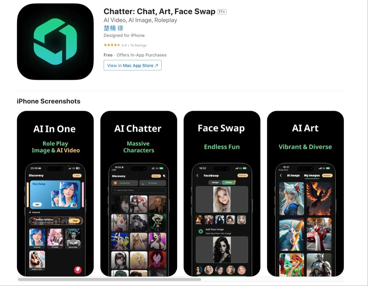 Chatter: Video, Image, Chat screenshot