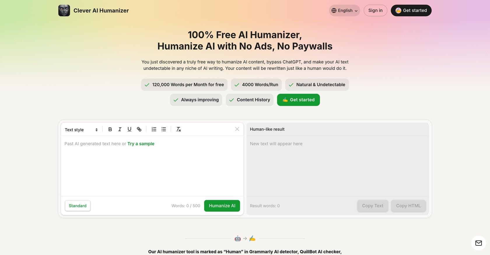 Clever AI Humanizer screenshot