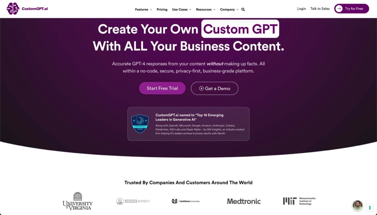 CustomGPT screenshot