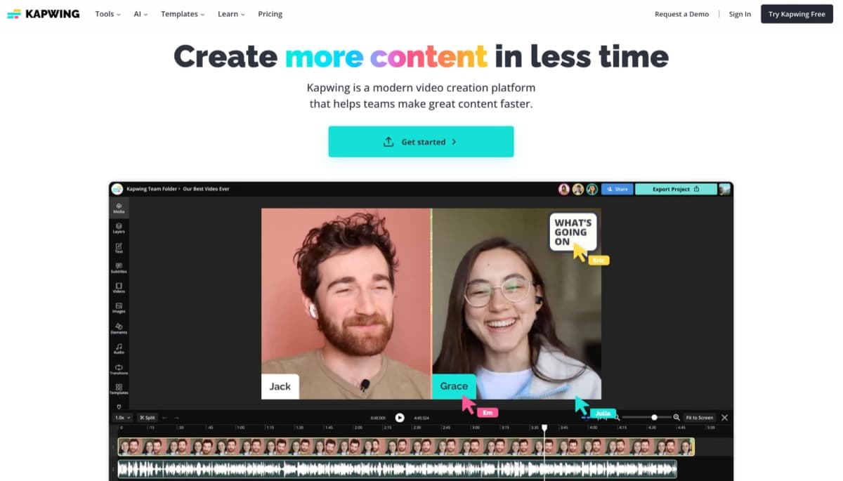 Kapwing AI screenshot