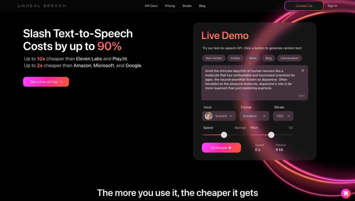 Unreal Speech screenshot