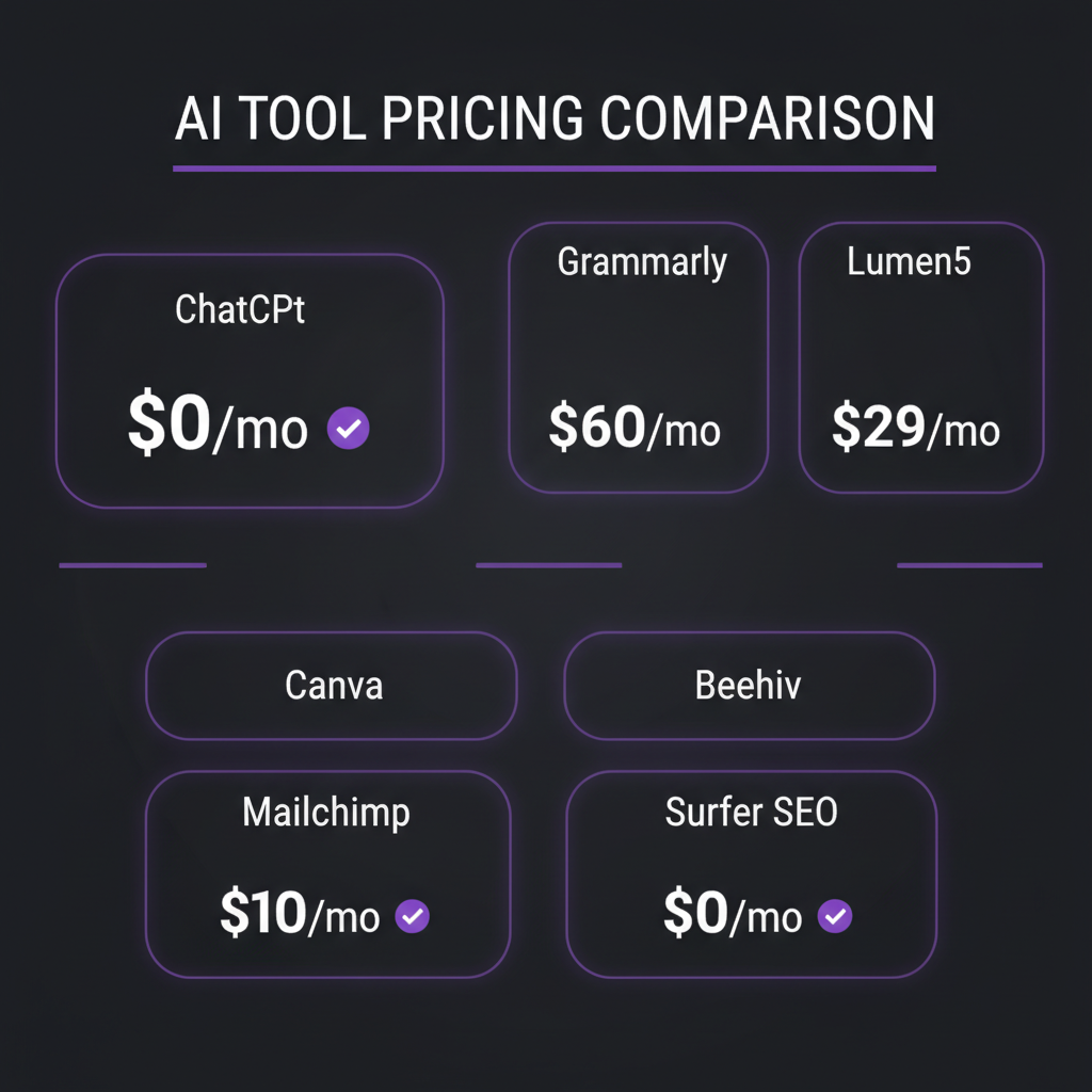 Pricing comparison infographic for Best AI Tools for Marketing in 2026: Complete Guide & Pricing
